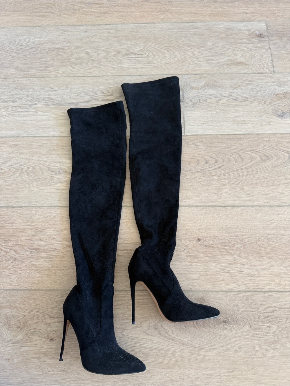 LA FEMMME Black Over-the-Knee Stiletto Boots - Women